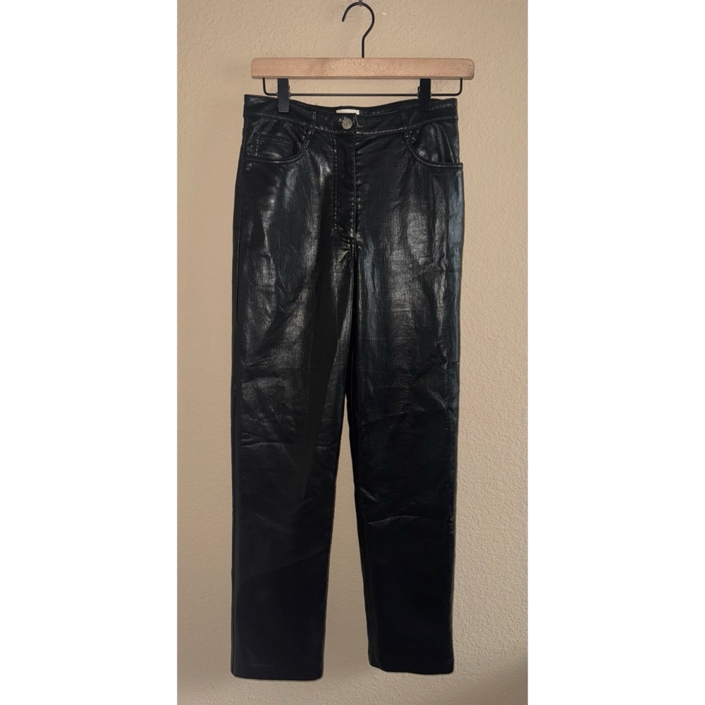 Wilfred Aritzia The Melina Black Vegan Leather‎ Wide Leg Pants 
Size 4 Like New